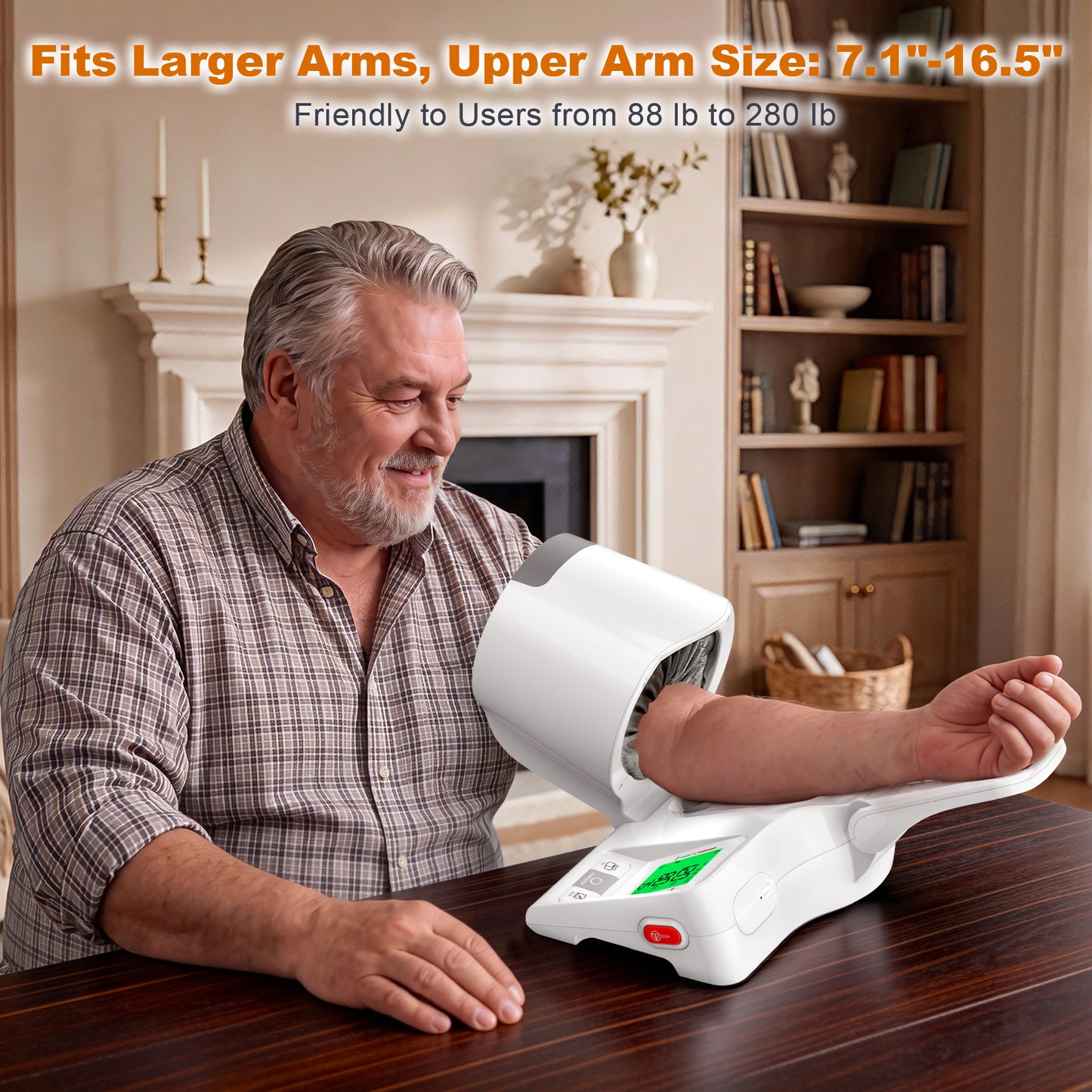 52HZ Barrel-Type Blood Pressure Monitor, One-Touch Upper Arm Blood Pressure Monitors for Home Use, Auto-Fit Wide Range 7.1"-16.5" Blood Pressure Machine, 3-Color Backlight, 2 Users 2×99 Memory