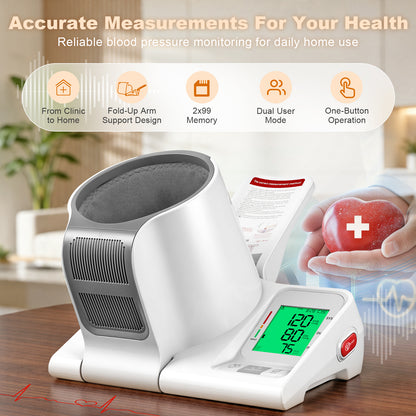 52HZ Barrel-Type Blood Pressure Monitor, One-Touch Upper Arm Blood Pressure Monitors for Home Use, Auto-Fit Wide Range 7.1"-16.5" Blood Pressure Machine, 3-Color Backlight, 2 Users 2×99 Memory