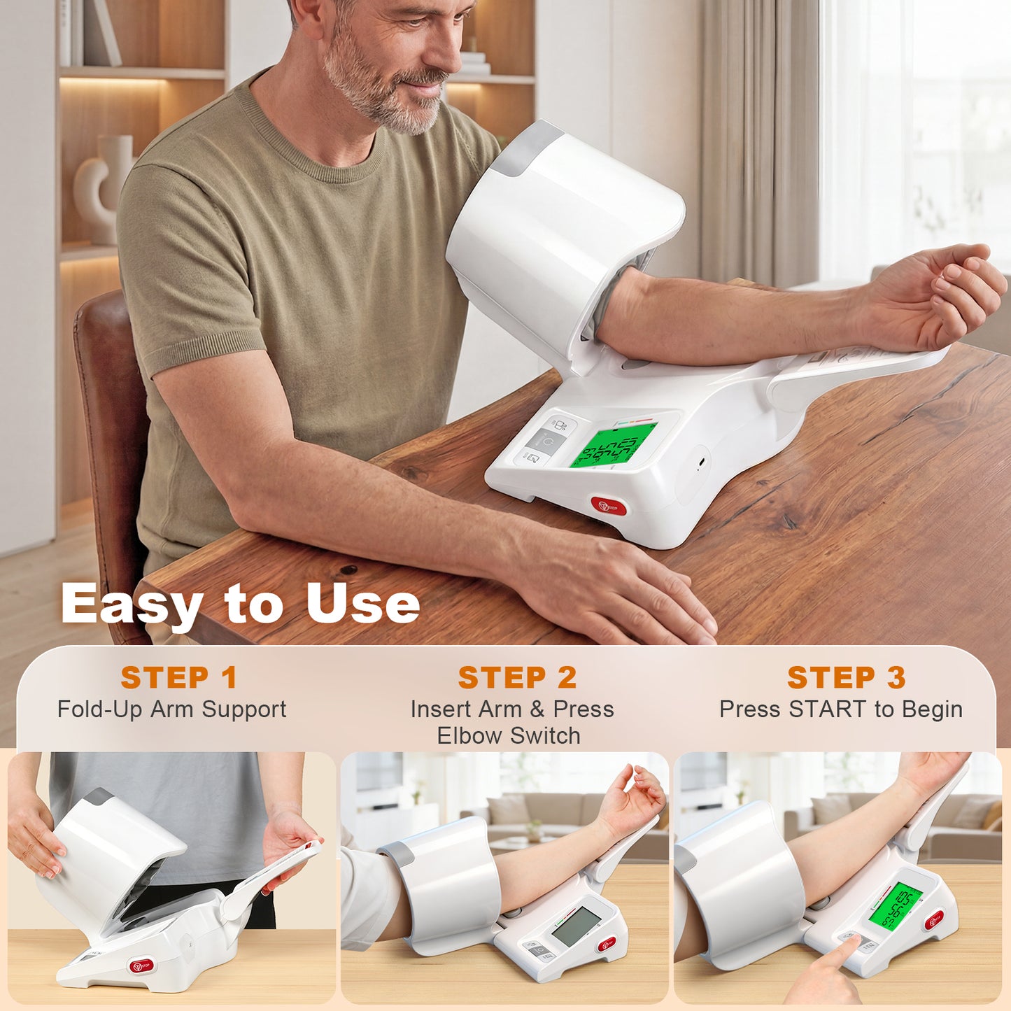 52HZ Barrel-Type Blood Pressure Monitor, One-Touch Upper Arm Blood Pressure Monitors for Home Use, Auto-Fit Wide Range 7.1"-16.5" Blood Pressure Machine, 3-Color Backlight, 2 Users 2×99 Memory